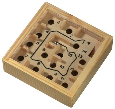 Labyrinth Holz 9 x 9 cm Mini Labyrinthspiel Geduldspiele, Reisespiel Spiel BWI
