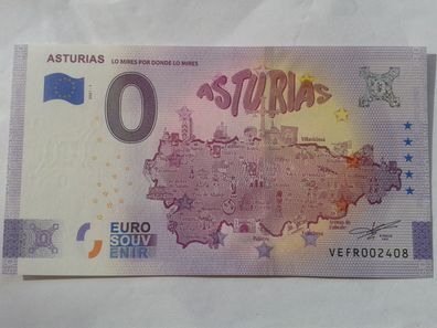 Null euro Schein 0 euro Schein Souvenirschein Asturias 2021-1