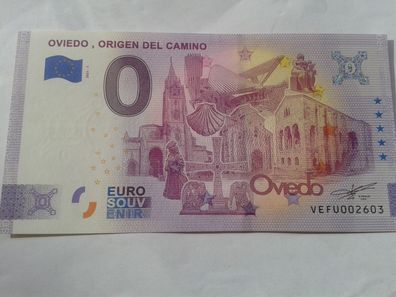 Null euro Schein 0 euro Schein Souvenirschein Oviedo Origen del Camino 2021-1