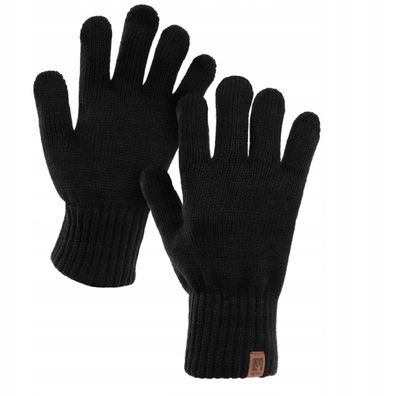 Winterhandschuhe Herren Handschuhe mit Fleece gefüttert Schwarz HRM001