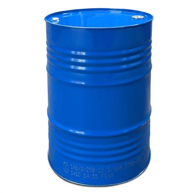 Stahlfass 216 Liter blau Blechfass Spundfass Ölfass Deckelfass Metall (23015)