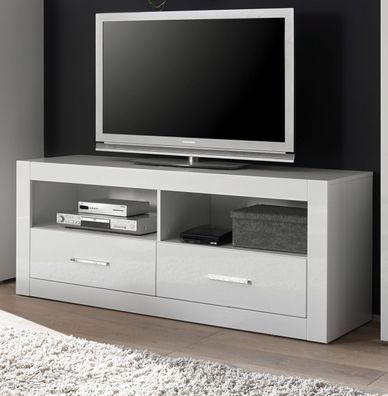 TV Lowboard Fernseher Unterschrank weiß Hochglanz 150 x 61cm Komforthöhe Carrara