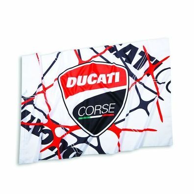 DUCATI Corse Power Fahne Flagge Fan Flag Bandiera weiß/ rot/ schwarz * 987699431*