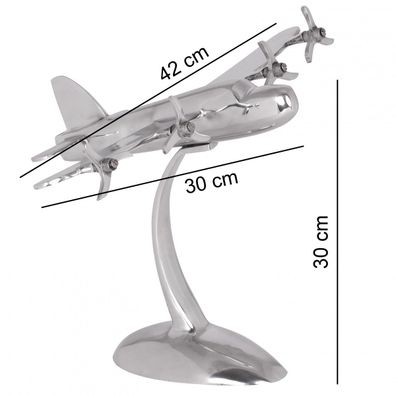 Wohnling Design Deko Flugzeug Propeller aus Aluminium Flieger Farbe Silber NEU