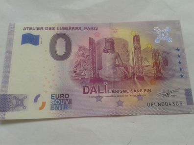 billet Null euro Schein 0 euro Schein Souvenirschein Atelier des Lumieres Dali 2021-4