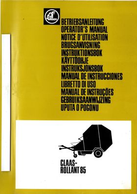Originale Ungebrauchte Betriebsanleitung CLAAS Rollant 85