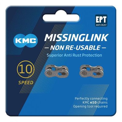 KMC Missinglink 1/2x11/128" 10NR EPT 2 Stück, für Ketten 10-fach, silber