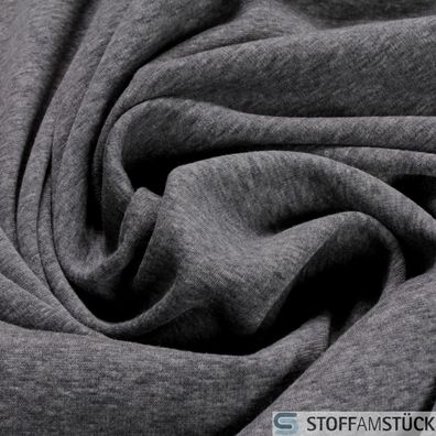 Stoff Baumwolle Polyester Elastan Alpen Sweat Jersey dunkelgrau flauschig weich