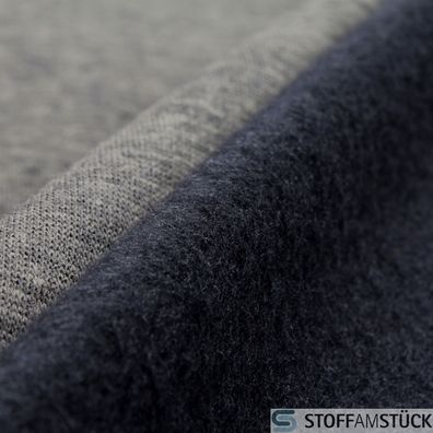 0,5 Meter Baumwolle Polyester Elastan Alpen Sweat Jersey dunkelgrau flauschig