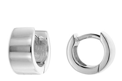 trendor Schmuck Ohrringe für Damen und Herren 925 Silber Klapp-Creolen Ø 10 mm 41584