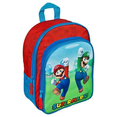 Nintendo Super Mario Rucksack für Kinder mit Reißverschluss und 2 Fächern
