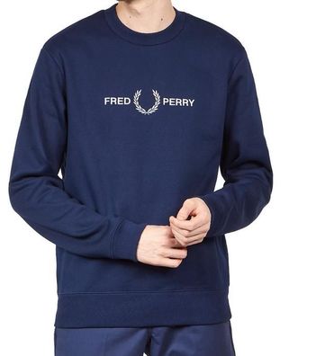 Herren Pullover Fred Perry Sweatshirt Logo Langarm schwar
