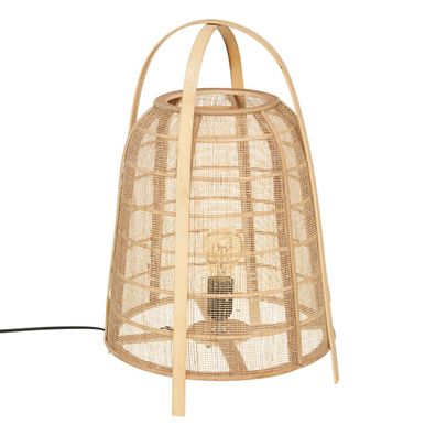 Nachttischlampe CARMEN, Laterne-Form, Bambus, H. 49 cm
