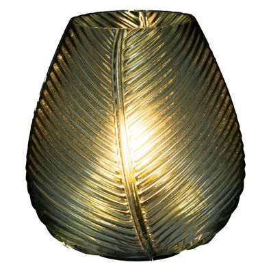 Lampe aus Glas, batteriebetrieben, Palmblatt, 15 cm