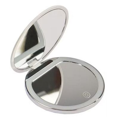 Fantasia Taschenspiegel Spiegel Make up rund weiss 2fach Vergrößerung LED-Beleuchtung