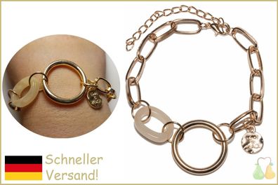 Glieder Armband Ring | Frau Kette Freundin Geschenk Gold Charme Herz LOVE Harz