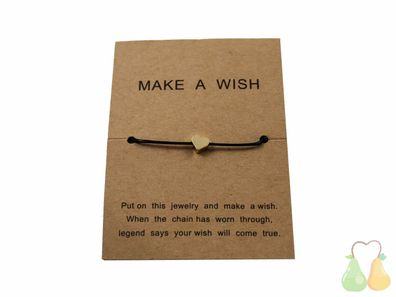 Make a wish Armband Schwarz | Armkette Kette Geschenk Frau Freundin Schmuck BFF BF
