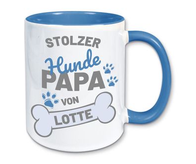 Tasse stolzer Hunde Papa Wunschname Kaffeebecher Geschenk personalisiert
