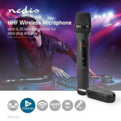 Wireless-Mikrofon-Set 6,35mm Klinke Funk Microphone DJ Karaoke Moderator Micro