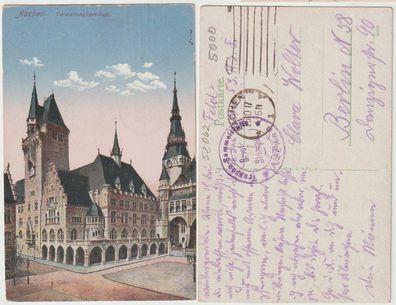 Aachen Verwaltungsgebäude 1917-Feldpost Brief-Stempel-Truppen-Sammelstelle