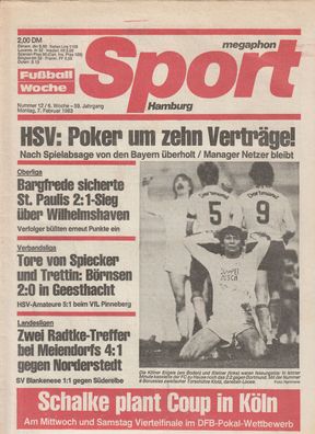 Zeitschrift - Fußball Woche Sport Megaphon - 07.02.1983 -