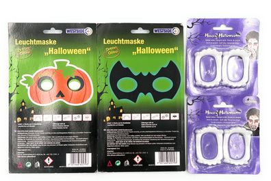 3er Halloween Set Kinder Leuchtmaske Vampirzähne Vampir Gebiss Zähne Kinderzähne