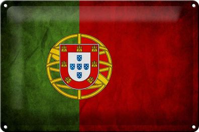 Blechschild Flagge 30x20 cm Portugal Fahne Metall Deko Schild tin sign