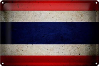 Blechschild Flagge 30x20cm Thailand Fahne Metall Wanddeko Deko Schild tin sign