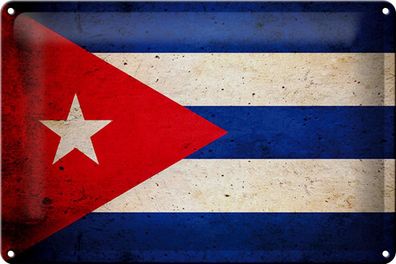 Blechschild Flagge 30x20 cm Kuba Cuba Fahne Metall Deko Schild tin sign