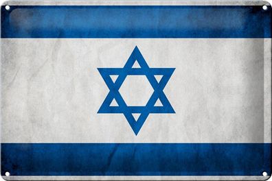 Blechschild Flagge 30x20 cm Israel Fahne Metall Wanddeko Deko Schild tin sign