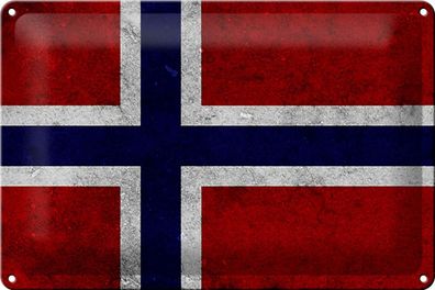 Blechschild Flagge 30x20cm Norwegen Fahne Metall Wanddeko Deko Schild tin sign
