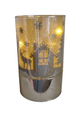 LED Deko Licht Hirsch Wald champagner | Dekolicht Dekoleuchte Winterdeko 15x9cm