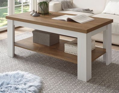Couchtisch Wohnzimmer Tisch weiß Pinie Eiche Landhaus Beistelltisch Seyne 120 cm