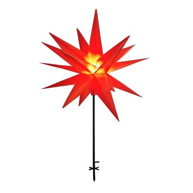 LED-Gartenstecker Kunststoffstern rot 1m 6/16h Timer h:160cm IP44 außen 34061