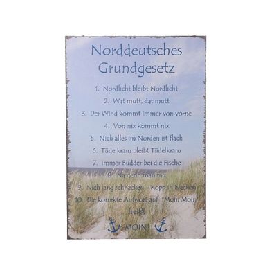 Blechschild, 'Norddeutsches Grundgesetz', Wandschild, Schild 32x22 cm