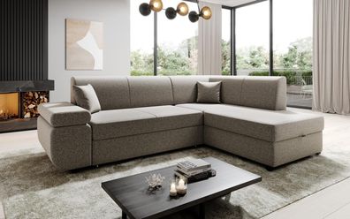 FURNIX Schlaf-Ecksofa Febrico in L-Form Polstercouch mit Bettkasten SD30