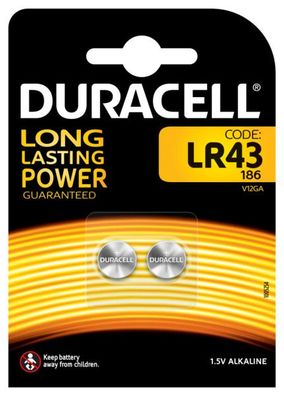 Duracell LR43 2-er Blister / Knopfzelle 1,5V