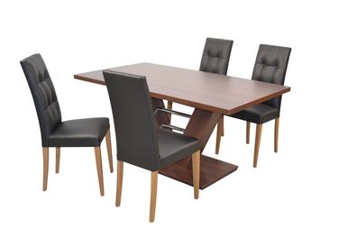 5 tlg. Essgruppe nußbaum Tisch/ Stühle schwarz Essgruppe Küche Tischgruppe modern