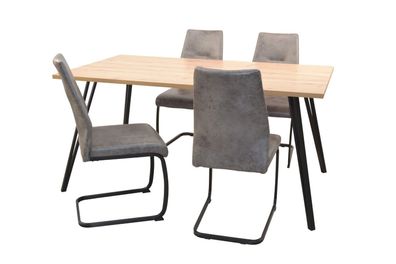 5 tlg. Essgruppe grau/ Artisan Eiche NB Essgruppe Küche Tischgruppe modern design