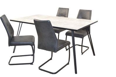 5 tlg. Essgruppe schwarz / Platte grau Essgruppe Küche Tischgruppe modern NEU