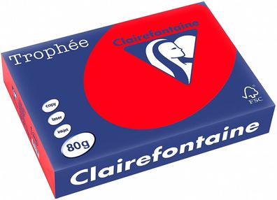 Clairefontaine Trophee Color 8175C Korallenrot 80g/ m² DIN-A4 - 500 Blatt