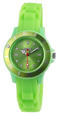 QBOS 10000040003 Kinder Silikon Armbanduhr grün Analog ohne Ziffern