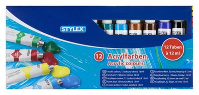 Stylex 28651 Acrylfarbe 12 Tuben / Farben je 12 ml