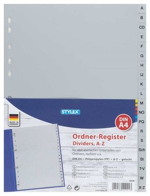 Stylex Ordner Register DIN A4, A-Z aus Polypropylen