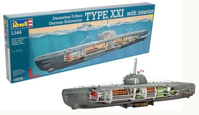 Revell 05078 | Deutsches U-Boot Typ XXI mit Interieur | 1:144