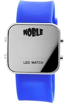 Noble 100823000001 Digitale Damenuhr Silikonarmband blau Leuchtziffern rot