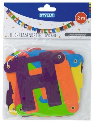 Stylex 14267 Buchstabenkette "Herzlich Willkommen"- farbig - 2m
