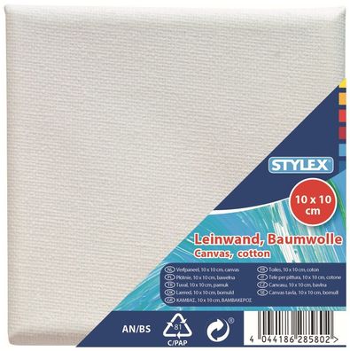 Stylex 28580 Leinwand, 10 x 10 cm - weiß - 100 % Baumwolle - 1 Stück