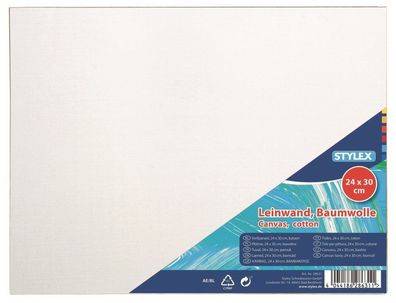 Stylex 28631 Leinwand, 24 x 30 cm - weiß - 100 % Baumwolle - 1 Stück