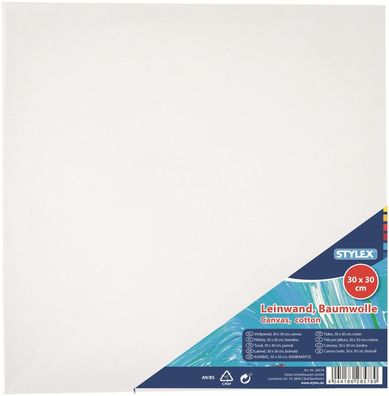 Stylex 28578 Leinwand, 30 x 30 cm - weiß - 100 % Baumwolle - 1 Stück